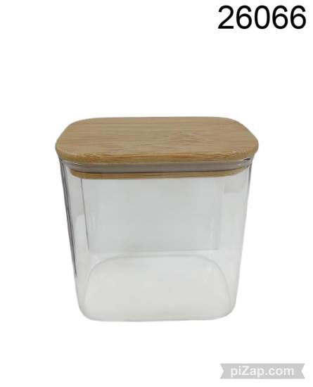 Imagen de FRASCO VIDRIO CON TAPA BAMBOO HERMETICA 12*12CM3.26